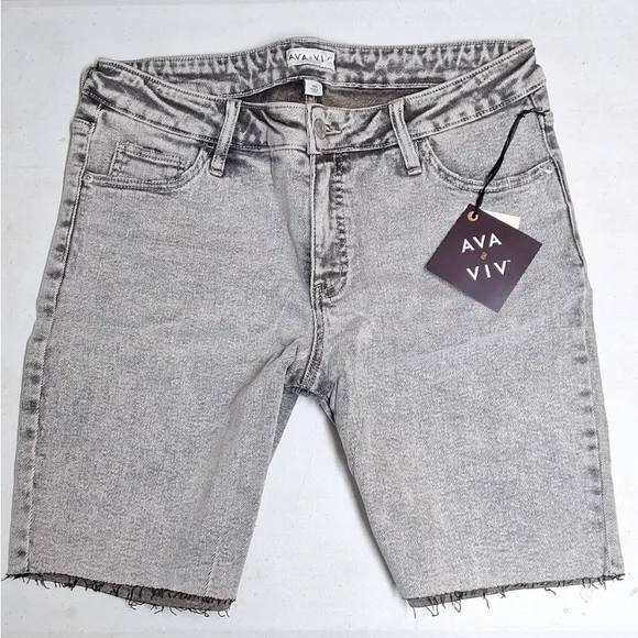 Ava Viv Shorts New Plus Size High Rise Stretch Denim Jean Shorts Ava Viv Gray Acid Wash Color Gray Size 20W Chozen1 s Closet
